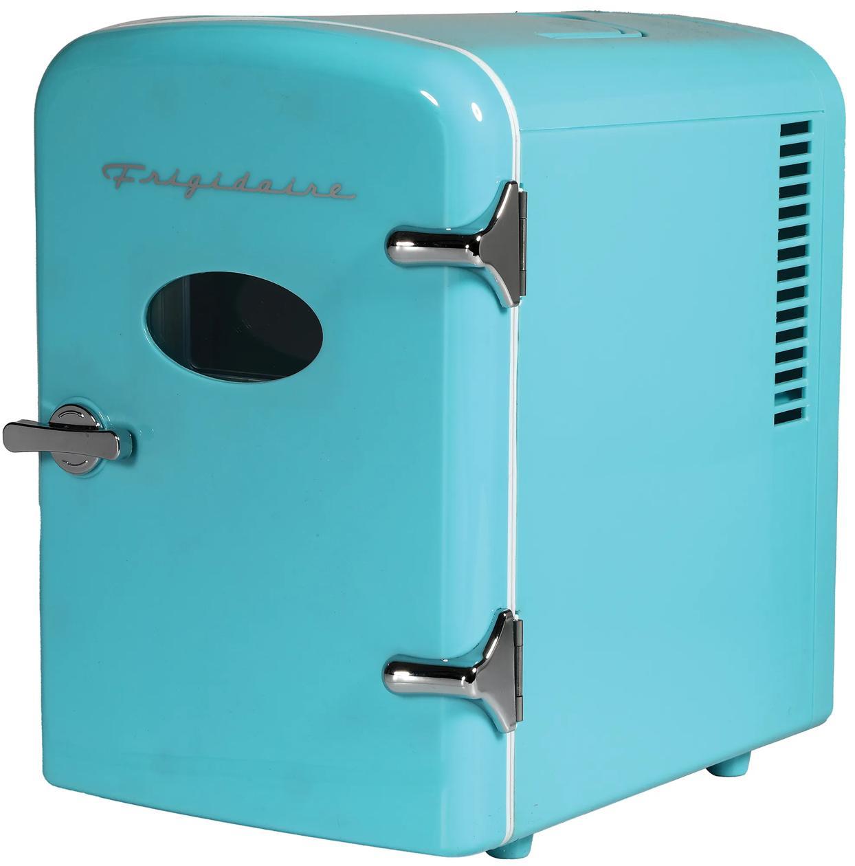 6-Can Retro Mini Fridge Cooler - Blue - Flints Furniture